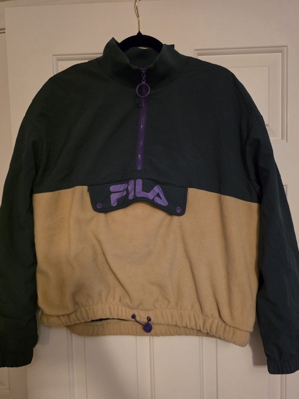 Women’s FILA Urban Outfitters Cream, Blue Pullover Sweatshirt 1/4 Zip